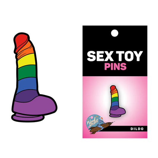Sex Toy Pin Rainbow Dildo by Wood Rocket LLC