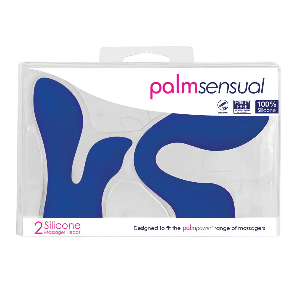 PalmPower PalmSensual Attachments 2-Piece Silicone Massager Heads Blue by BMS Factory