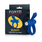 Forto Bunny Rechargeable Silicone Vibrating Cockring with Stimulating Ears Blue by Vvole