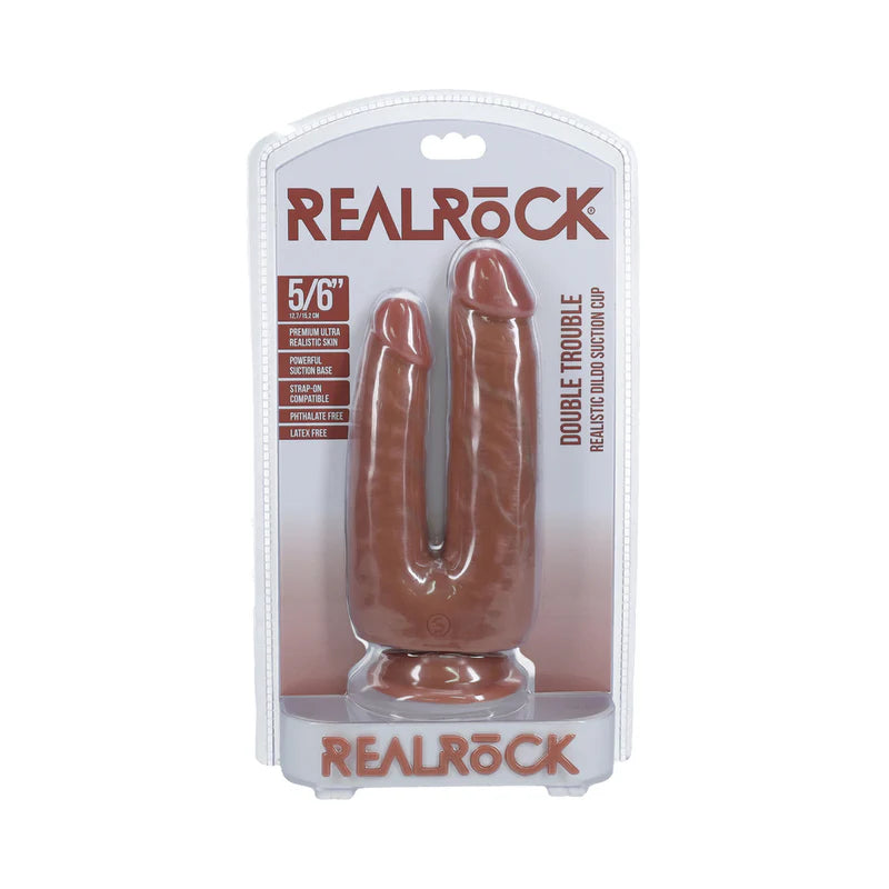 RealRock Double Trouble 5 in. / 6 in. Dildo Tan by Shots America LLC