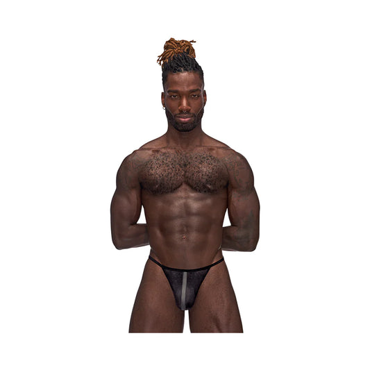 Male Power Landing Strip Micro Thong Black by Male Power