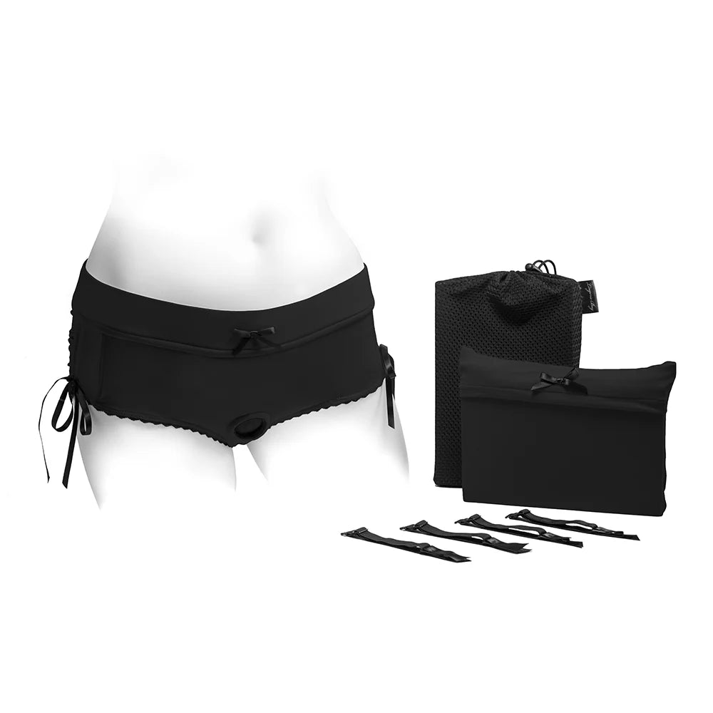 SpareParts Sasha Cinch Booty Short Harness Black Size M by SpareParts Hardware