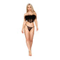 Dreamgirl Stretch Mesh Bustier with Removable Feather Trim and G-String Set Black XL by Dreamgirl International