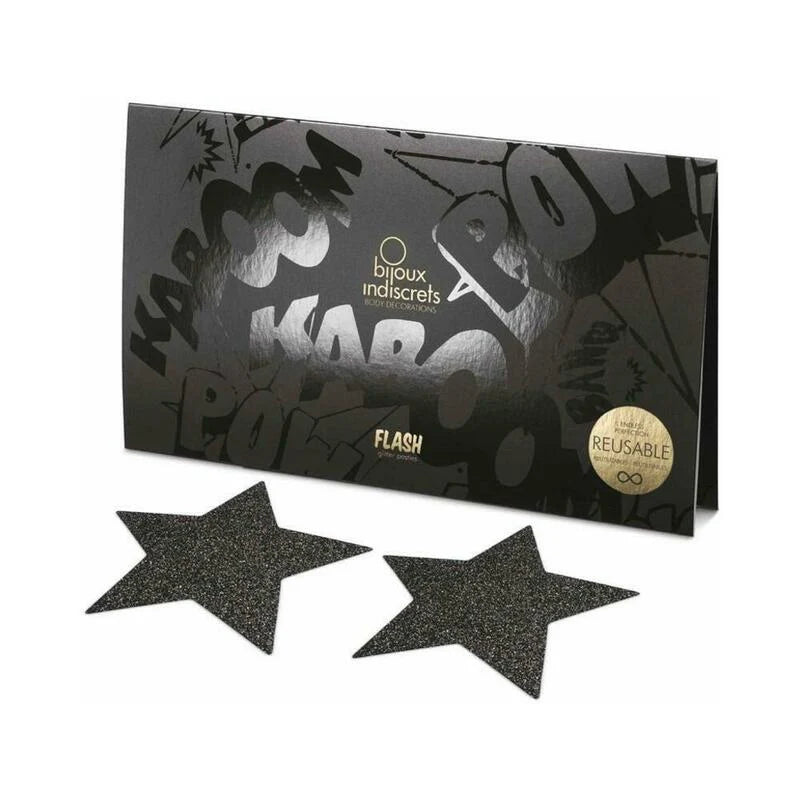 Bijoux Indiscrets Flash Reusable Glitter Pasties Star Black by Bijoux Indiscrets USA, Inc