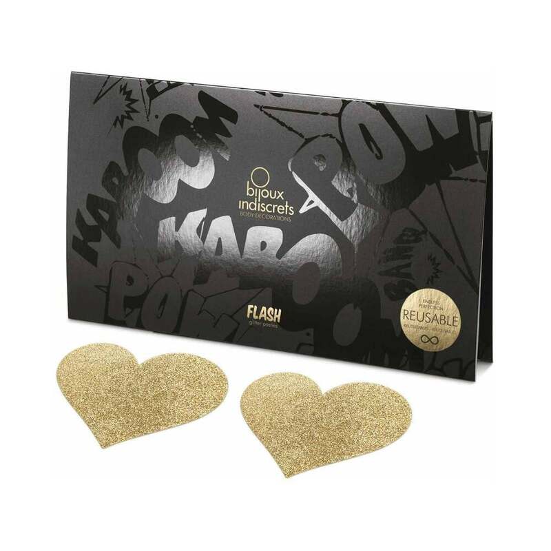 Bijoux Indiscrets Flash Reusable Glitter Pasties Heart Gold by Bijoux Indiscrets USA, Inc