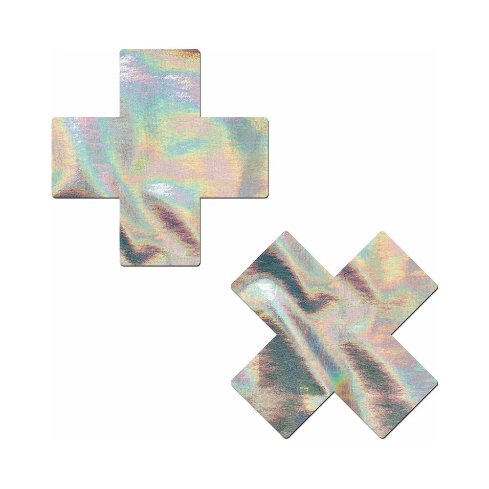 Pastease Holographic Crosses Pasties Silver by Pastease