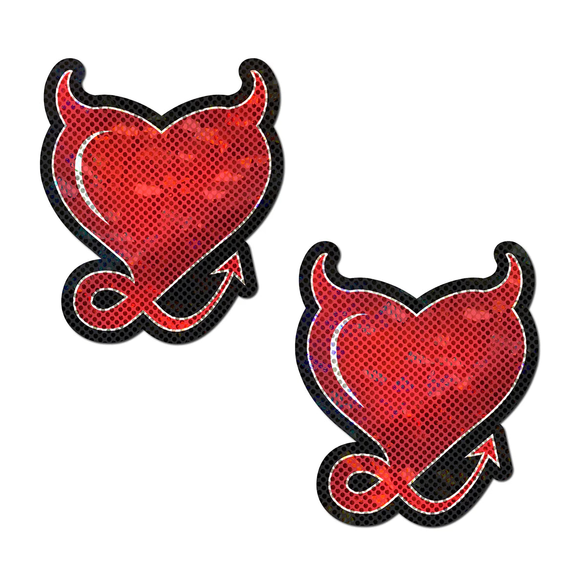 Pastease Glitter Devil Heart Pasties Red by Pastease