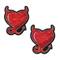Pastease Glitter Devil Heart Pasties Red by Pastease