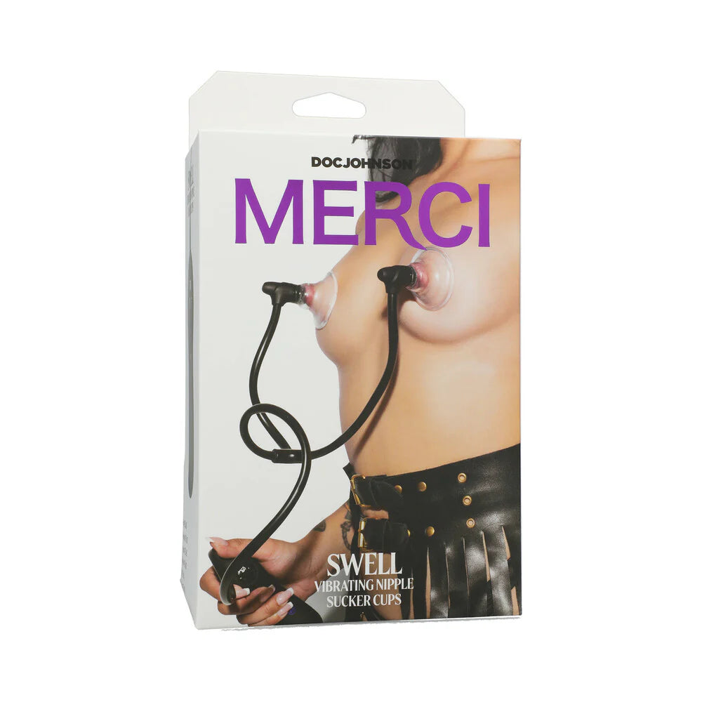 Merci Swell Auto Vibrating Nipple Sucker Cups Black by Doc Johnson