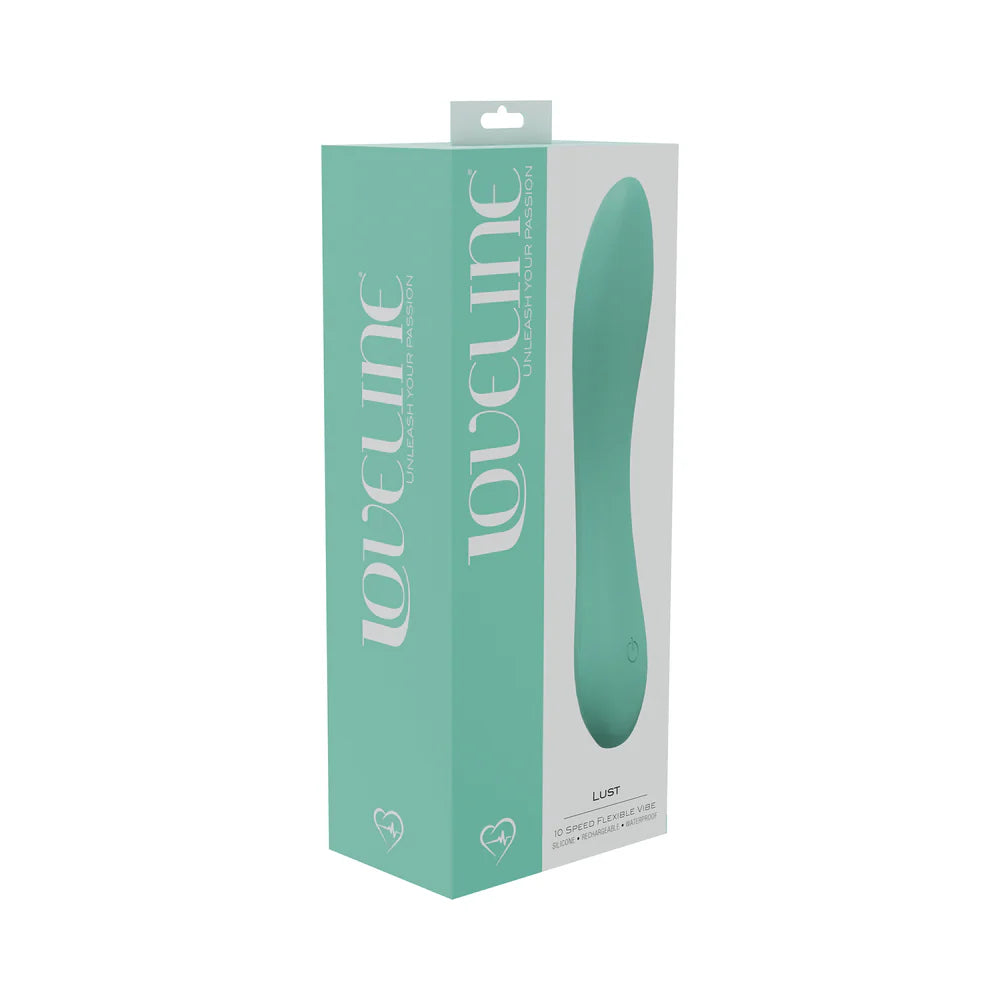 LoveLine Lust 10 Speed Flexible Vibe Sealed Silicone Rechargeable Submersible Green by Shots America LLC