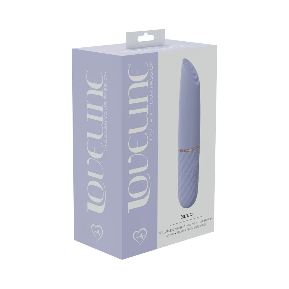 LoveLine Beso 10 Speed Vibrating Mini-Lipstick Silicone Rechargeable Waterproof Lavender by Shots America LLC