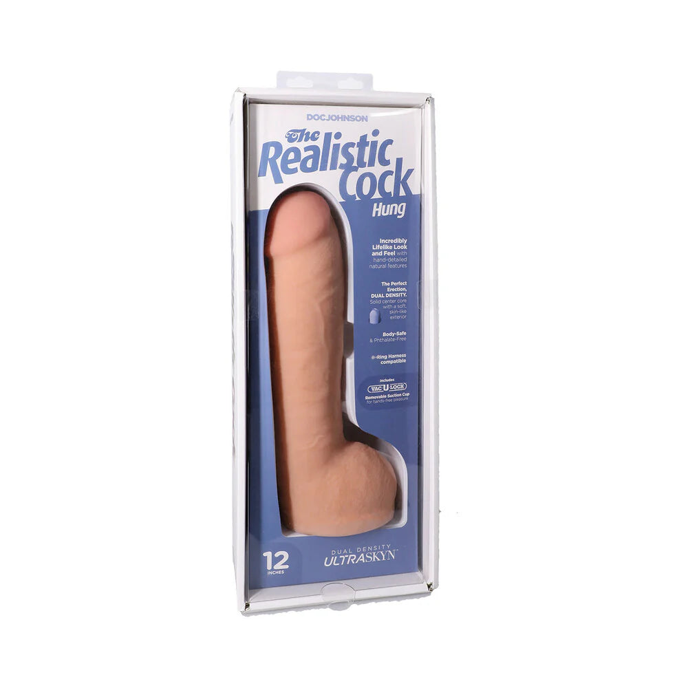 The Realistic Cock Hung 12 in. ULTRASKYN Vac-U-Lock Dildo Vanilla by Doc Johnson