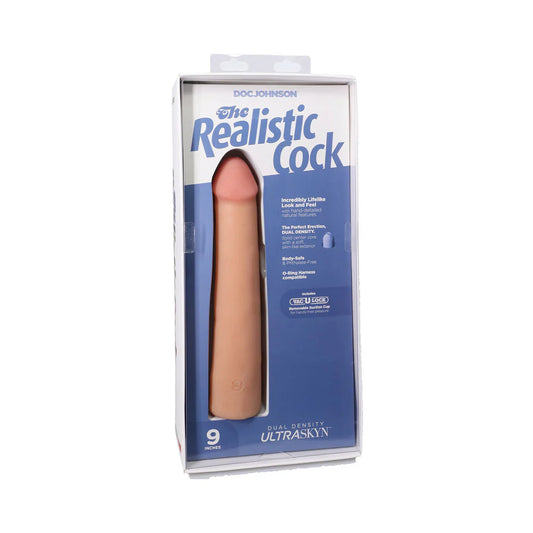 The Realistic Cock 9 in. ULTRASKYN Vac-U-Lock Dildo Vanilla by Doc Johnson
