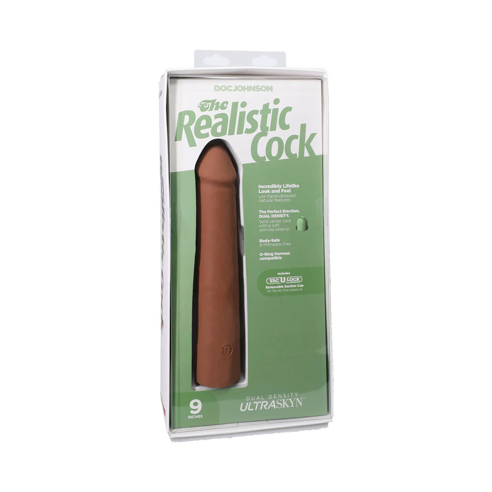 The Realistic Cock 9 in. ULTRASKYN Vac-U-Lock Dildo Caramel by Doc Johnson