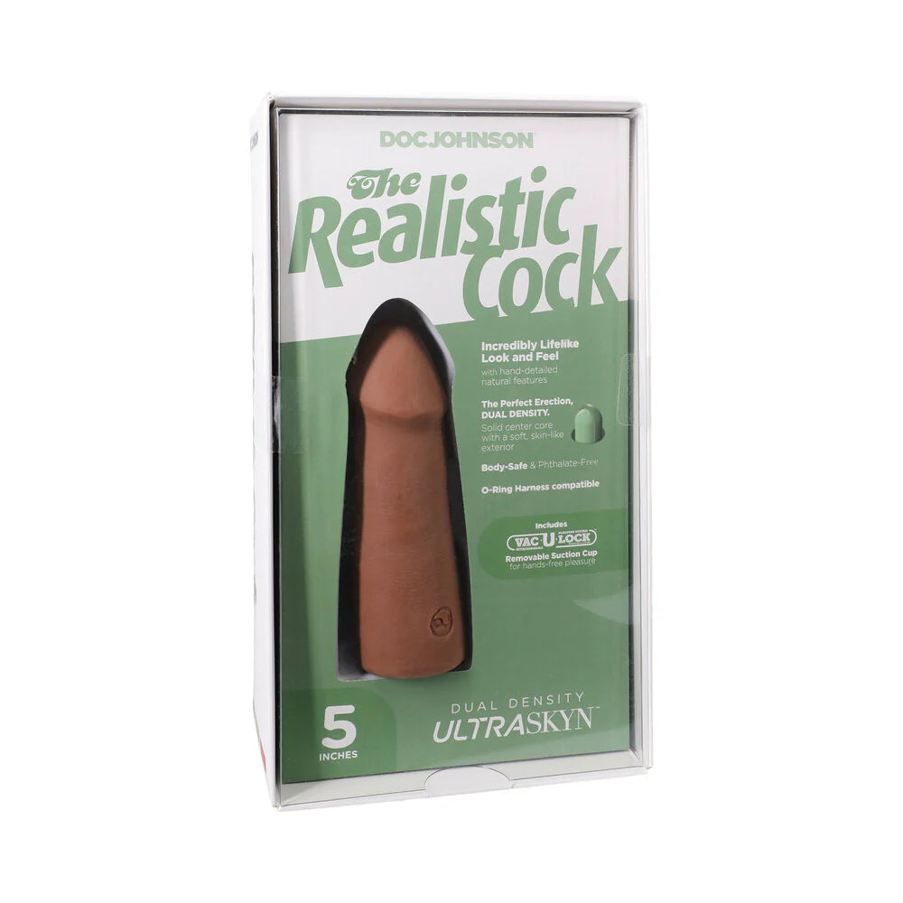 The Realistic Cock 5 in. ULTRASKYN Vac-U-Lock Dildo Caramel by Doc Johnson