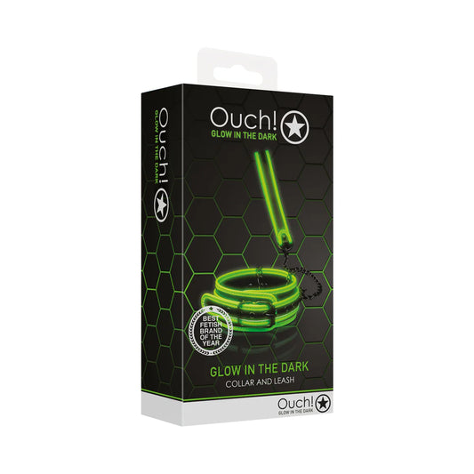 Ouch! Glow in the Dark Collar and Leash Set Neon Green by Shots America LLC