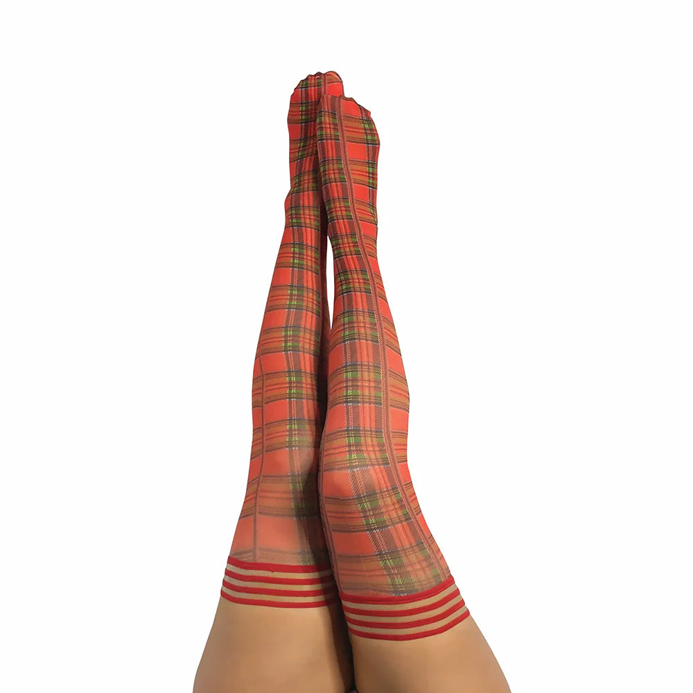 Kixies Grace Plaid Thigh-High Red Size C by Kixies Inc
