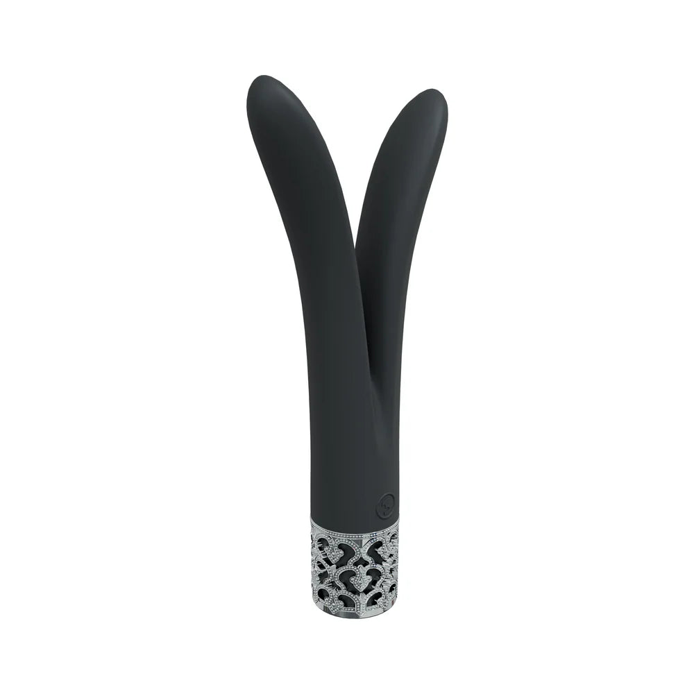 Royal Gems Dueling Queens Silicone Rechargeable Vibrator Black by Shots America LLC