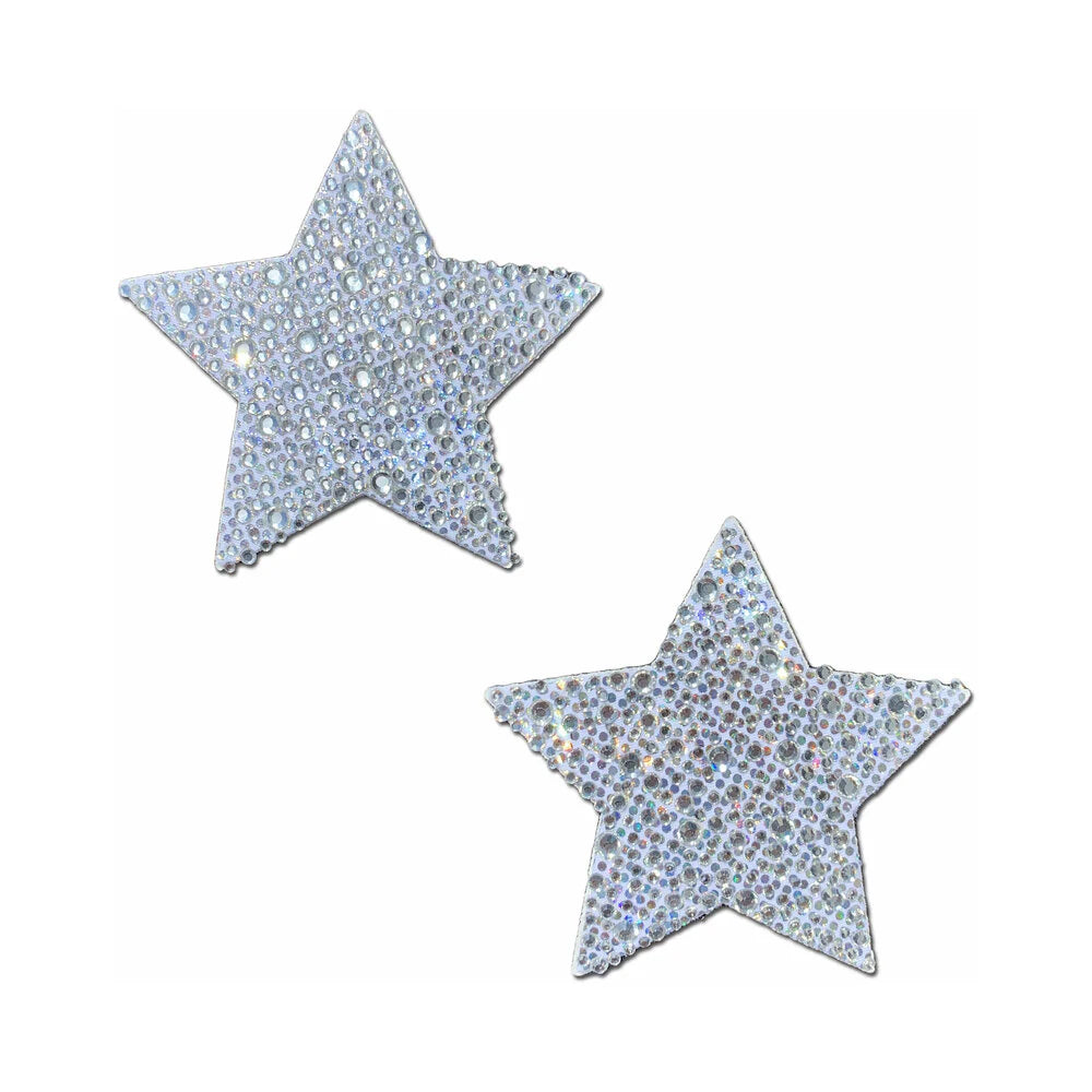 Pastease Crystal Sparkling Star Pasties Silver by Pastease