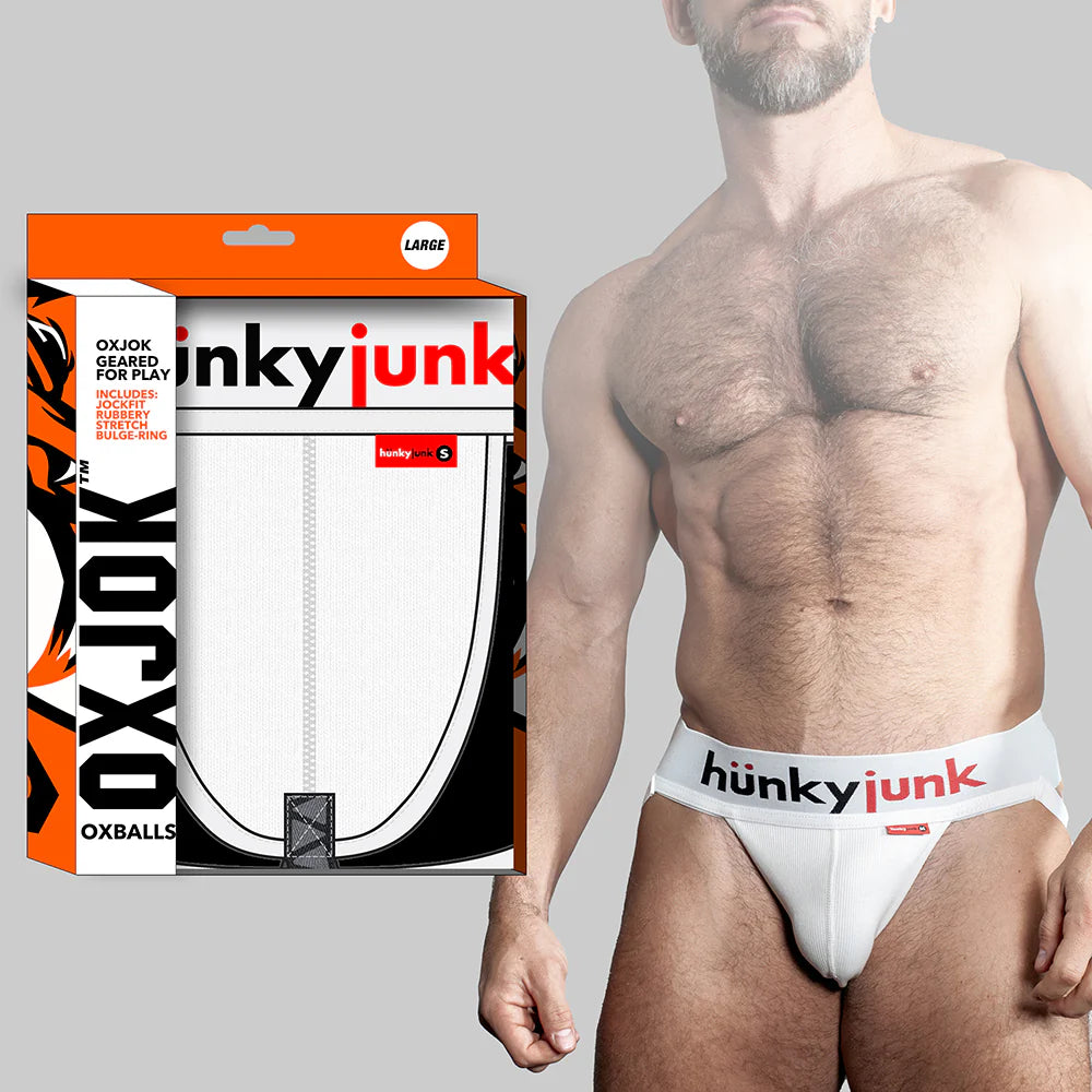 Oxballs Oxjok Hunker Comfy-Pouch Slider-Strap Jock White Snow L by Blue Ox Designs, Oxballs