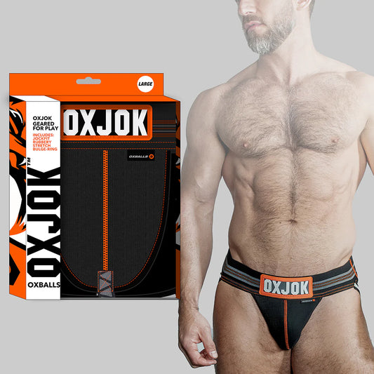 Oxballs Oxjok Slingjock Upthrust Slider-Strap Jock Black Iron XL by Blue Ox Designs, Oxballs