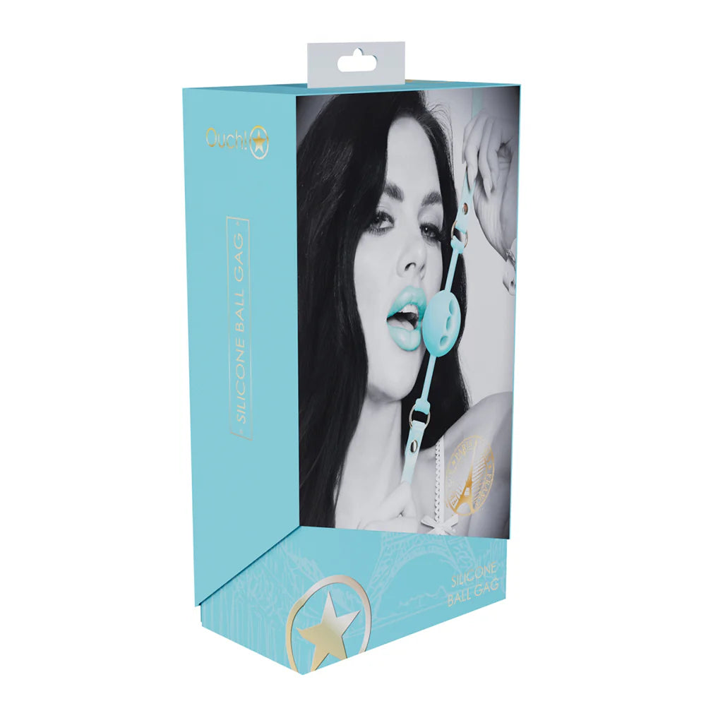 Ouch! International Paris Collection Silicone Ball Gag Blue by Shots America LLC
