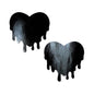 Pastease Faux Latex Pleather Vinyl Black Melty Heart Nipple Pasties by Pastease