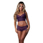 Magic Silk Leather & Lace Balconette Bustier & Cheeky Short Plum S/M by Magic Silk