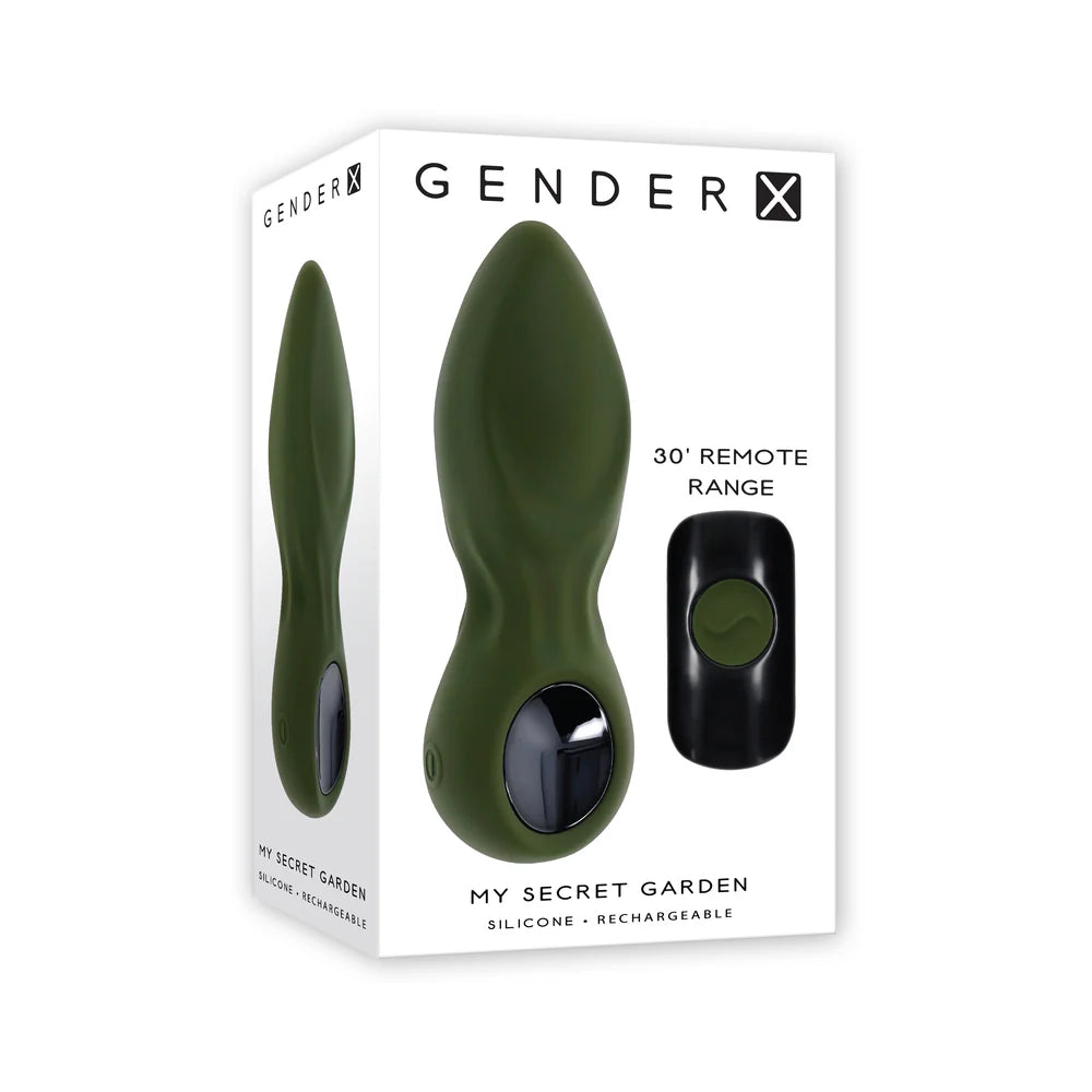 Gender X My Secret Garden Rechargeable Vibrating Anal Plug with Remote Silicone Green by Evolved