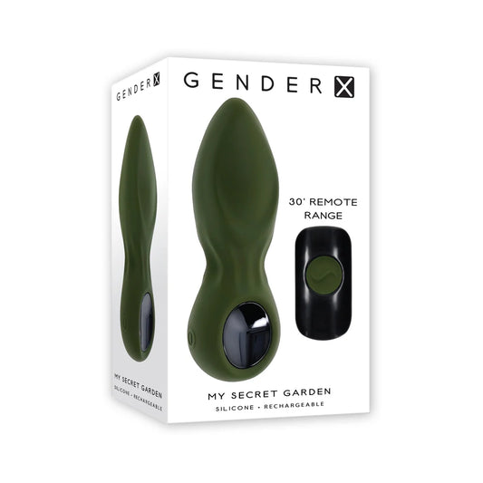 Gender X My Secret Garden Rechargeable Vibrating Anal Plug with Remote Silicone Green by Evolved