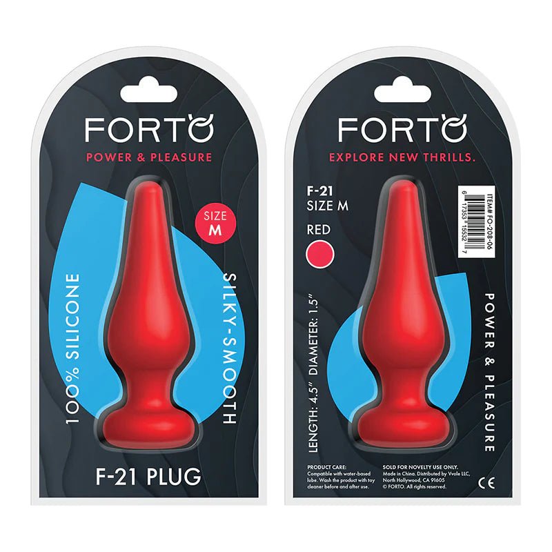 Forto F-21 Tear Drop Silicone Anal Plug Medium Red by Vvole