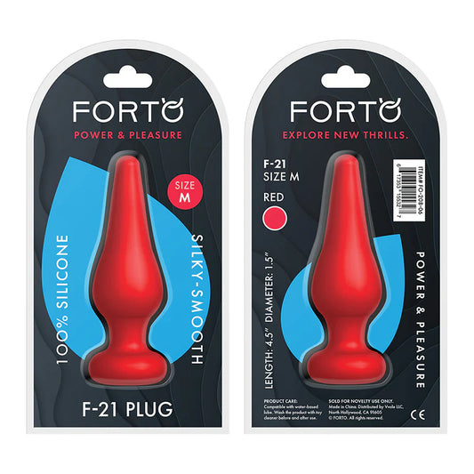 Forto F-21 Tear Drop Silicone Anal Plug Medium Red by Vvole