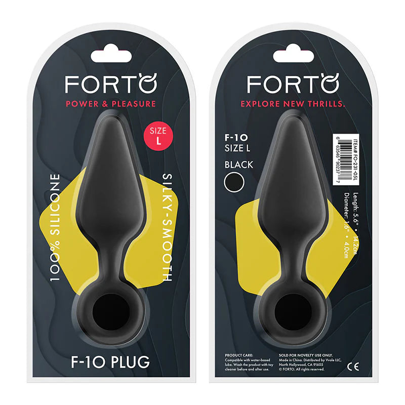Forto F-10 Silicone Anal Plug with Pull Ring Large Black by Vvole