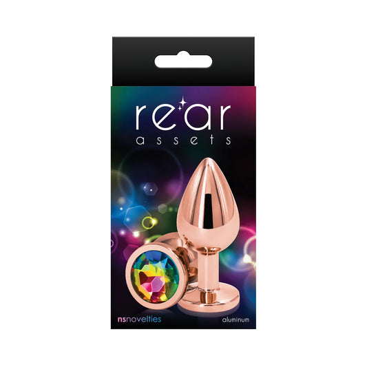 Rear Assets Rose Gold Anal Plug Medium Rainbow by New Sensations Novelties Inc.