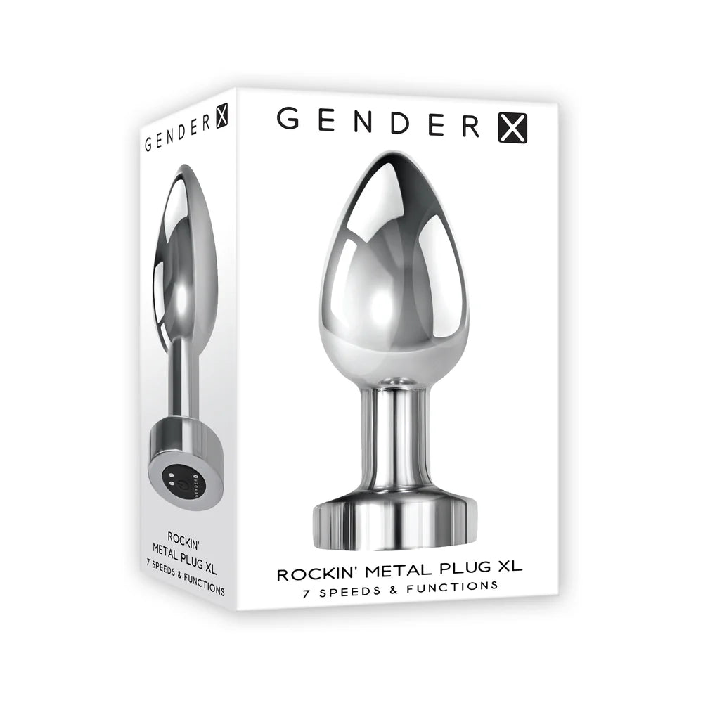 Gender X Rockin' Metal Plug XL Rechargeable Vibrating Anal Plug Aluminum Silver by Evolved