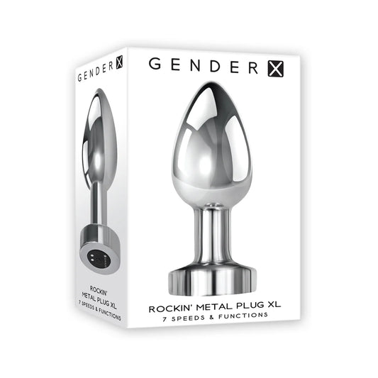 Gender X Rockin' Metal Plug XL Rechargeable Vibrating Anal Plug Aluminum Silver by Evolved