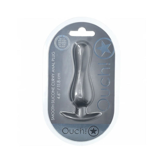 Ouch! Smooth Silicone Curvy Anal Plug 4.6 in. Gun Metal by Shots America LLC
