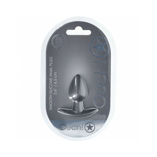 Ouch! Smooth Silicone Anal Plug Small 2.6 in. Gun Metal by Shots America LLC