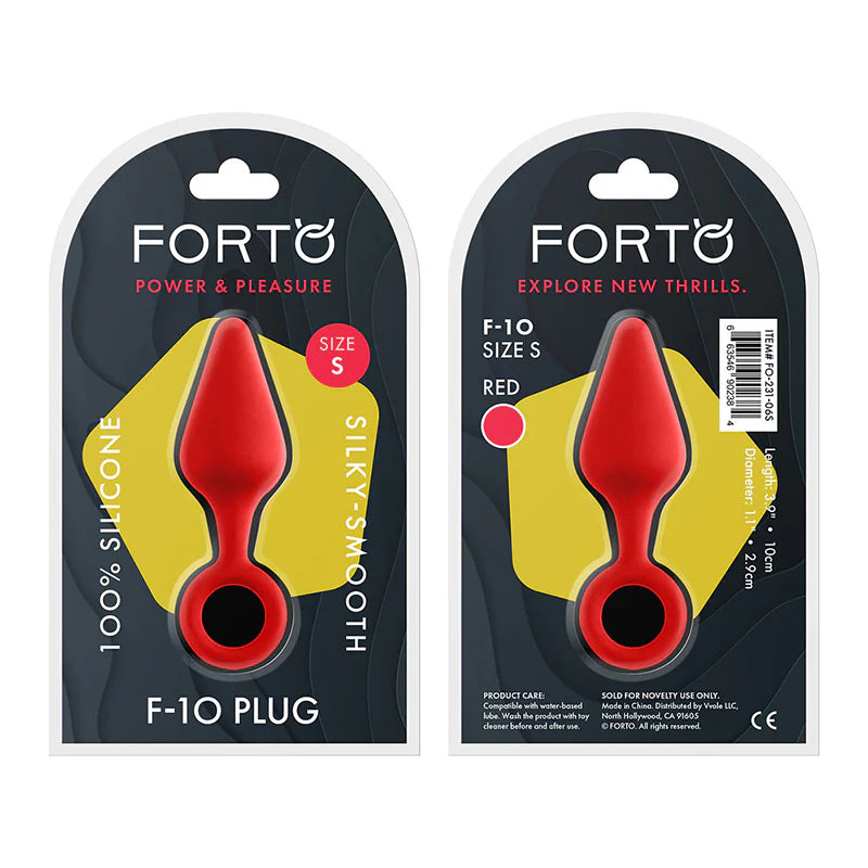 Forto F-10 Silicone Anal Plug with Pull Ring Small Red by Vvole
