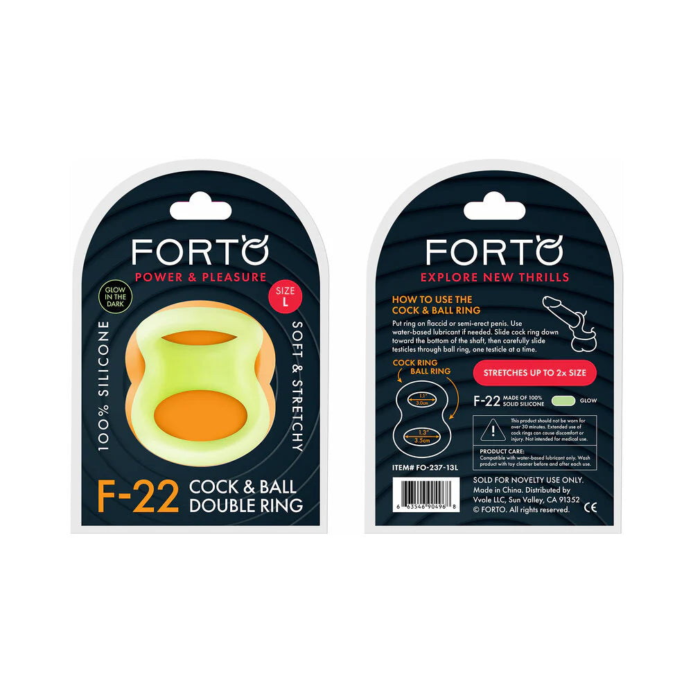 Forto F-22 Liquid Silicone Cock & Ball D-Ring Large Glow by Vvole