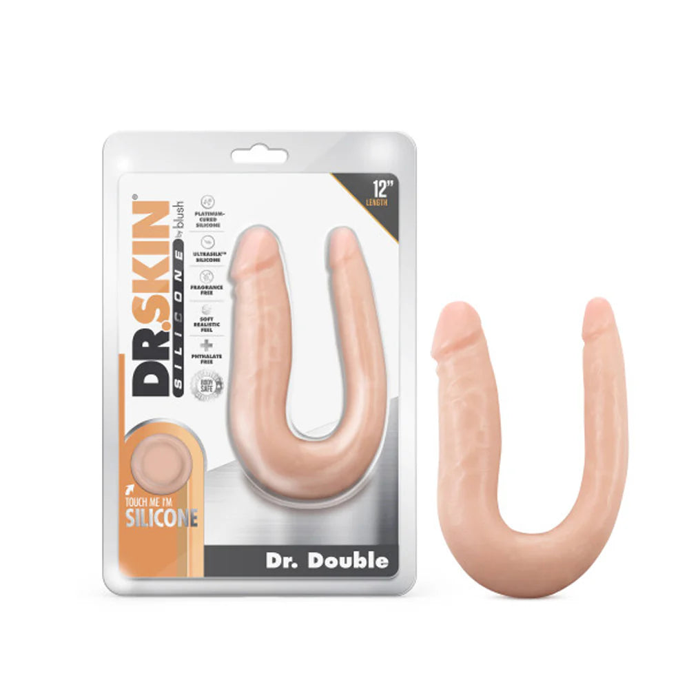 Dr. Skin Silicone Dr. Double Realistic 12 in. Dual-Ended Dildo Beige by Blush