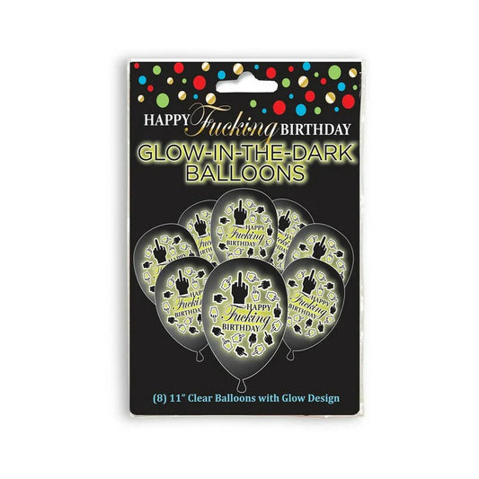 Happy Fucking Birthday Glow in the Dark Balloons 8-Pack by Little Genie Productions