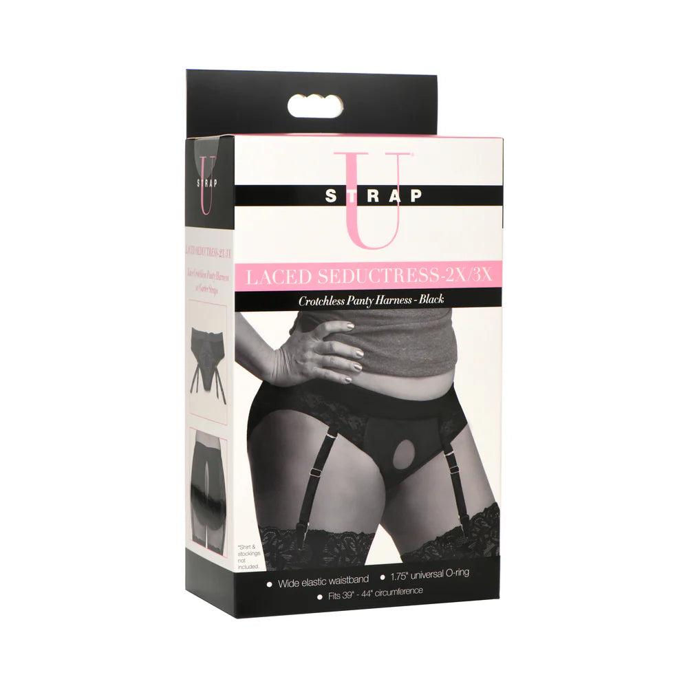 Strap U Laced Seductress Lace Crotchless Panty Harness & Garter Straps 2XL/3XL by XR Consignment