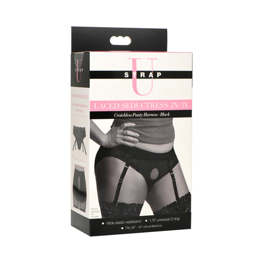 Strap U Laced Seductress Lace Crotchless Panty Harness & Garter Straps 2XL/3XL by XR Consignment