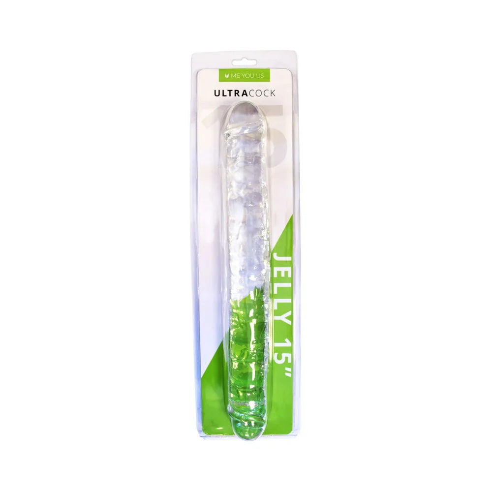 Me You Us Ultra Cock 15 in. Jelly Double Ended Dildo Clear by Simply Pleasure Ltd