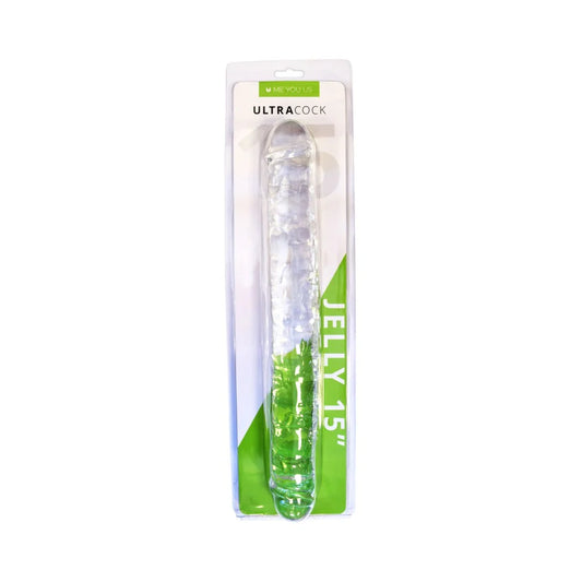 Me You Us Ultra Cock 15 in. Jelly Double Ended Dildo Clear by Simply Pleasure Ltd