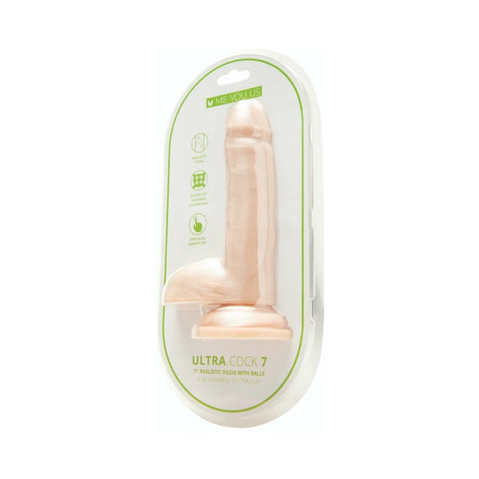 Me You Us Ultra Cock 7 in. Realistic Dual Density Dildo with Balls Vanilla by Simply Pleasure Ltd