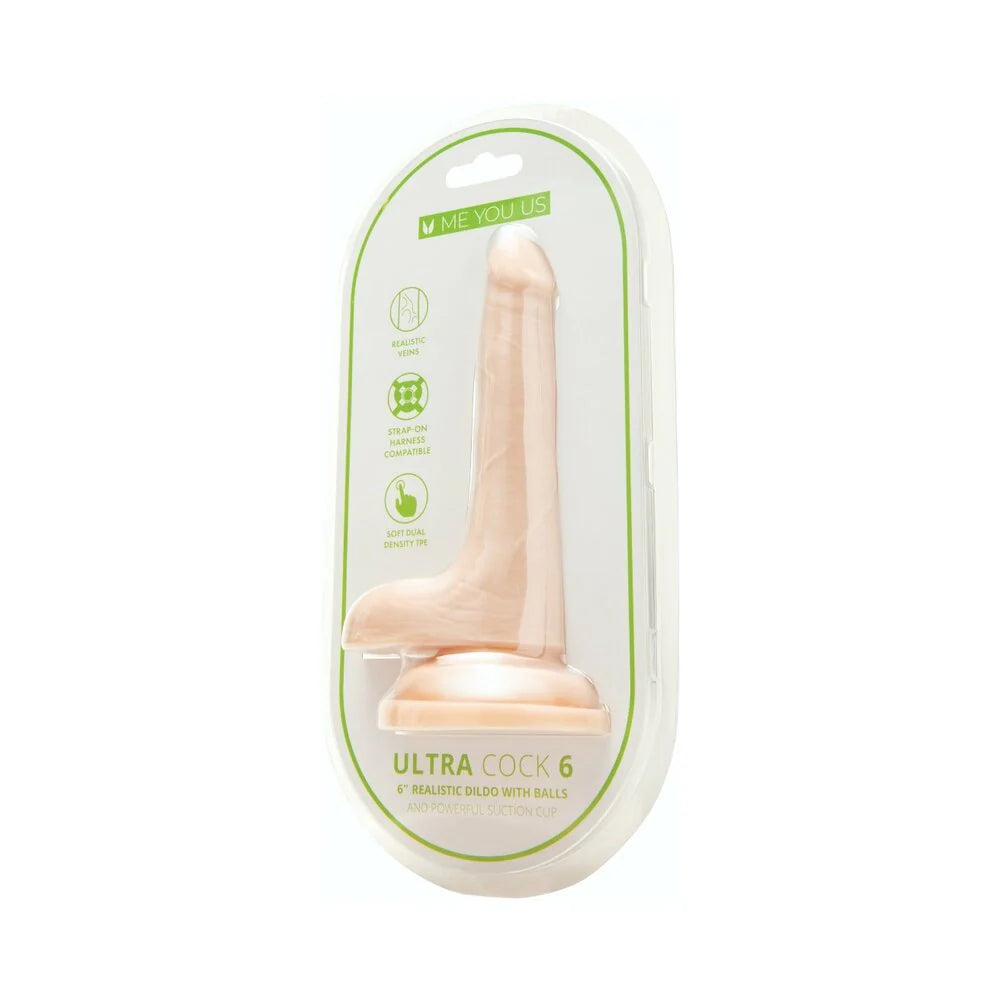 Me You Us Ultra Cock 6 in. Realistic Dual Density Dildo with Balls Vanilla by Simply Pleasure Ltd
