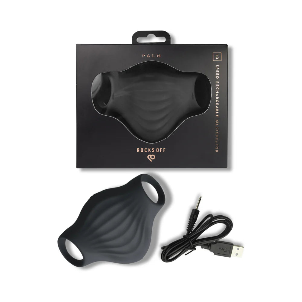 Rocks-Off Palm Vibrating Masturbator Black by Rocks-Off