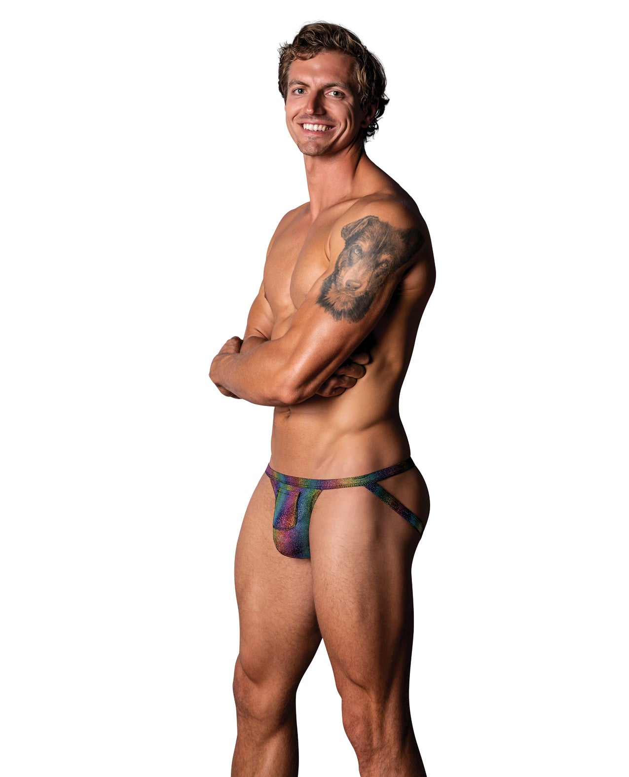 Pack & Play Jock w/Front Condom Pocket - Rainbow L/XL by Comme ci comme ca